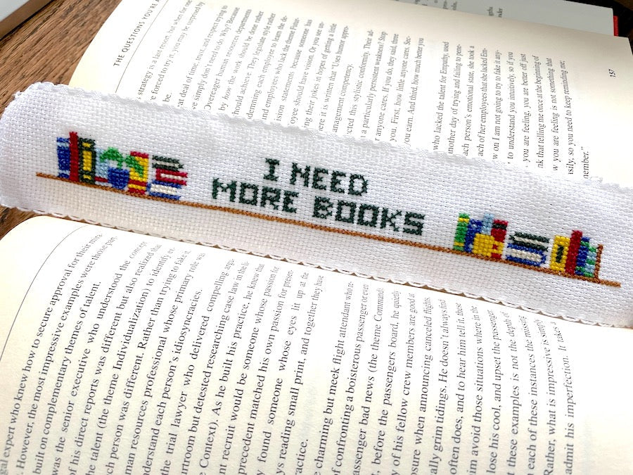 Modern Cross Stitch Bookmark Kit Just One More Chapter DIY Beginner  Friendly Craft Kit Geometric Funny Book Lover Gift 