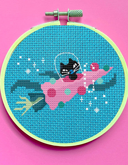 Rocket Kitty by Fluff Counted Cross Stitch Kit