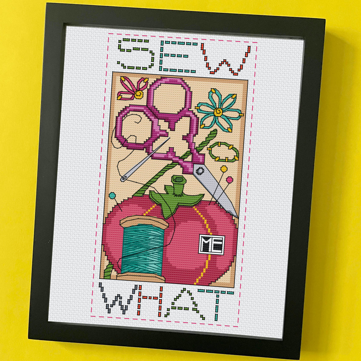Sew What by Mary Engelbreit Counted Cross Stitch DIY KIT Spot Colors