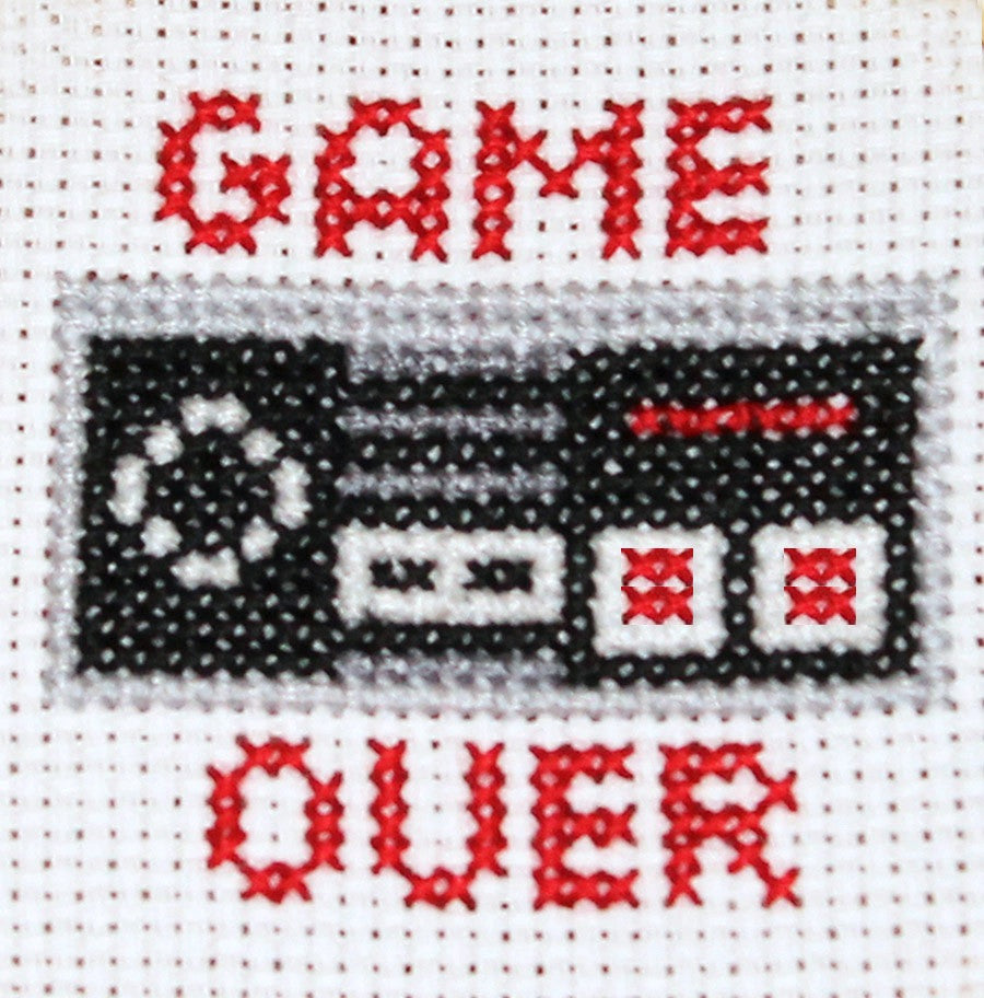 Game Over” Modern Counted Cross Stitch Digital Pattern – Spot Colors