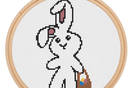 How to cross stitch a cute Easter bunny bag with our free pattern