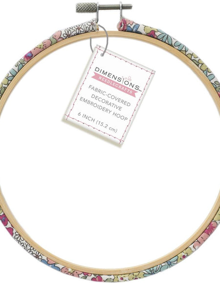 Dimensions Fabric-Covered Embroidery Hoop 6" Round -  Cottage Core