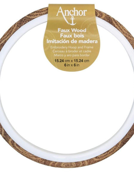 Anchor Faux Wood Round Embroidery Hoop 6"