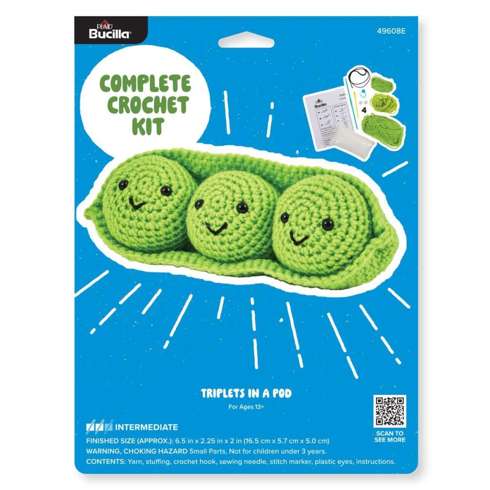 Bucilla Amigurumi Crochet Kit - Triplets in a Pod - PEAS