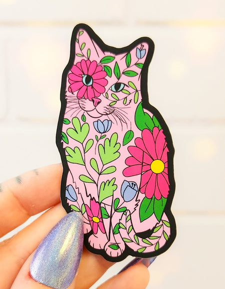 Poppy Flower Cat Embroidery Kit, 8 x 5 in.