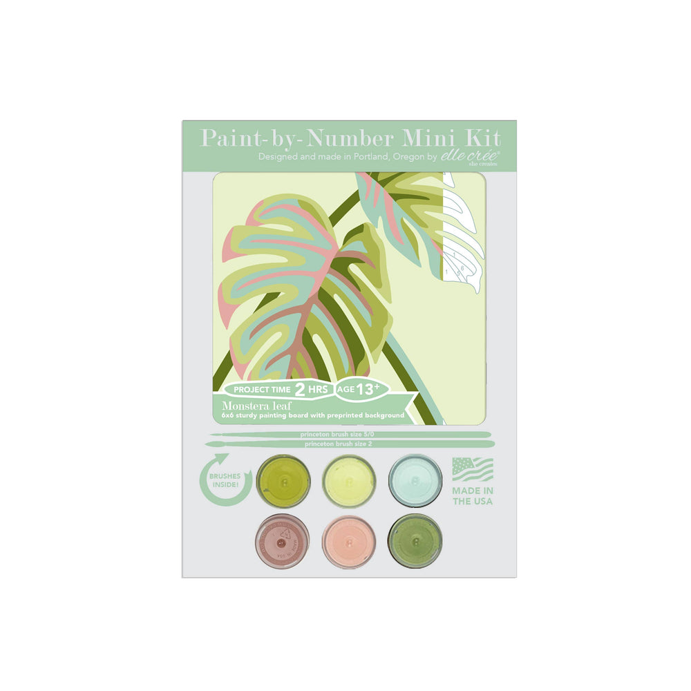 Monstera Leaves MINI Paint-by-Number Kit