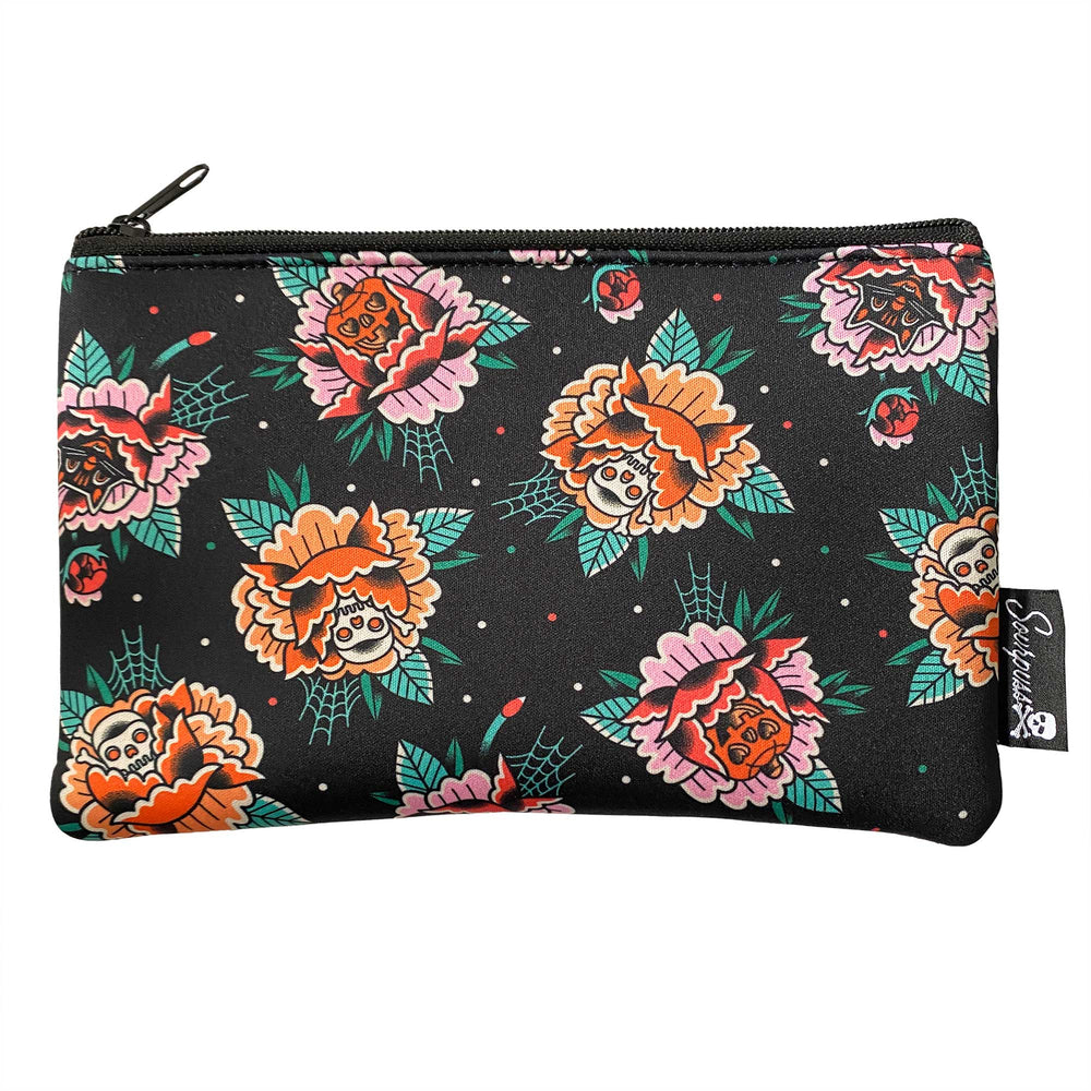 SOURPUSS CREEPY PEONIES CASE ZIP POUCH