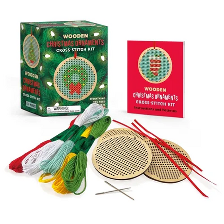Wooden Christmas Ornaments Cross-Stitch Kit: Everything You Need to Create 3 Keepsakes - Paperback