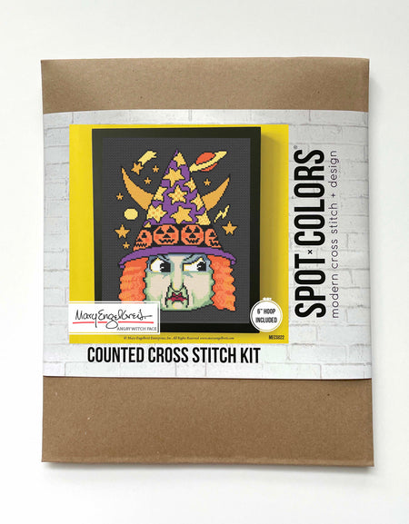 Angry Witch Face by Mary Engelbreit Counted Cross Stitch DIY KIT