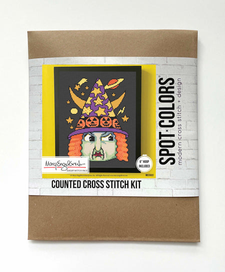 Angry Witch Face by Mary Engelbreit Counted Cross Stitch DIY KIT