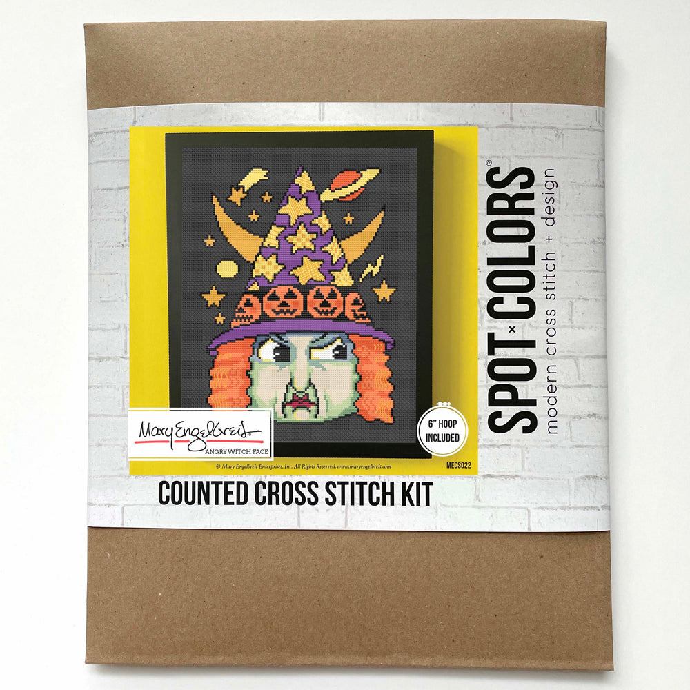 Angry Witch Face by Mary Engelbreit Counted Cross Stitch DIY KIT