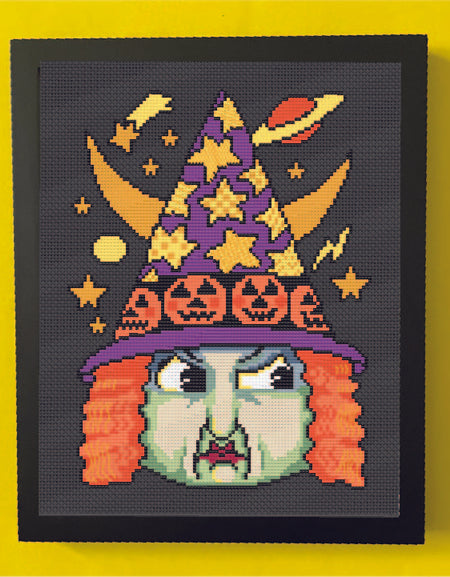 Angry Witch Face by Mary Engelbreit Counted Cross Stitch DIY KIT