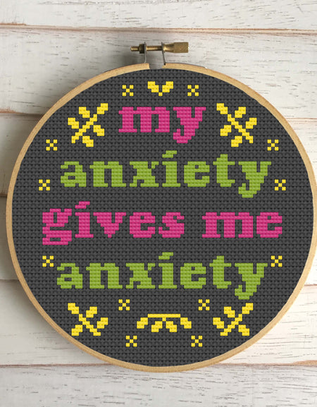 WS My Anxiety Counted Cross Stitch DIY KIT