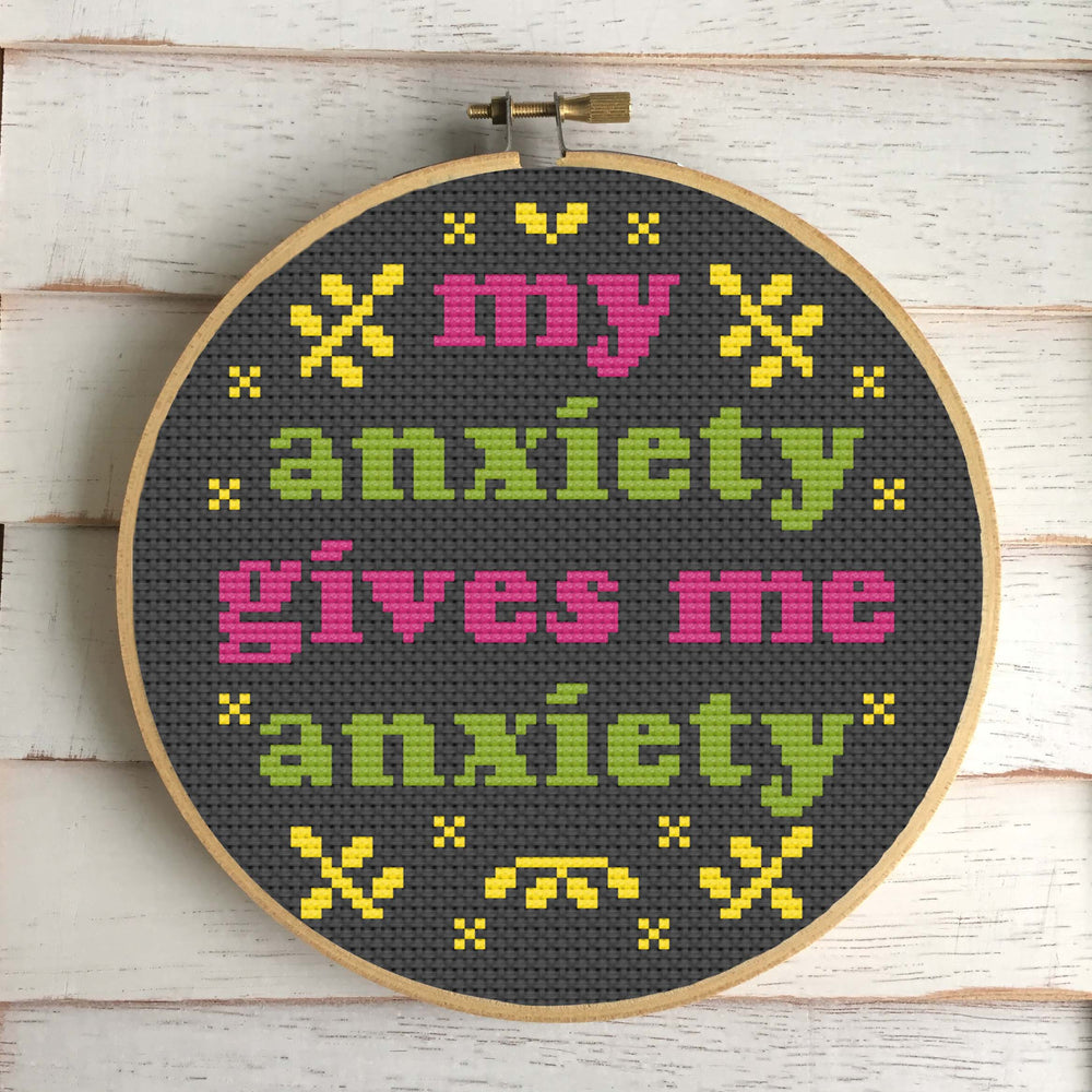 WS My Anxiety Counted Cross Stitch DIY KIT
