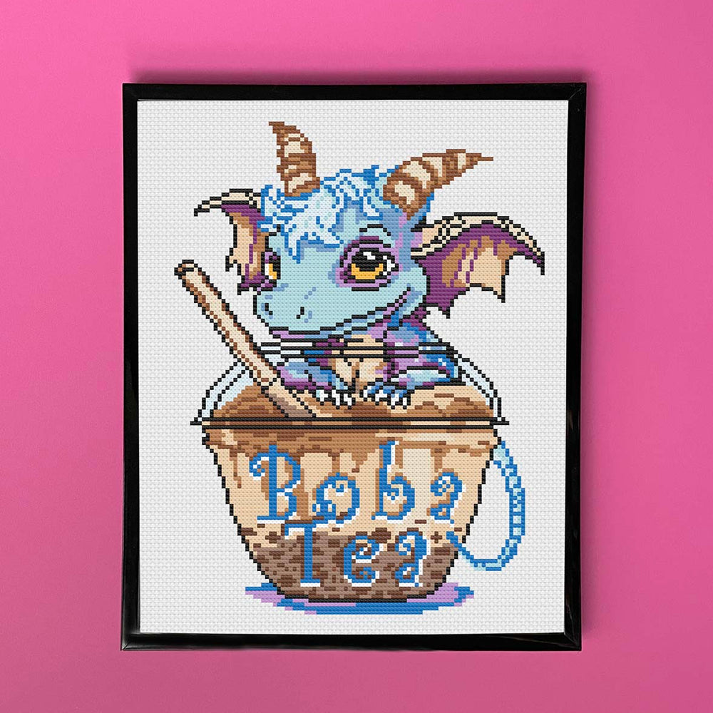 Boba Tea with George Kit by Ruth Thompson Cross Stitch Kit