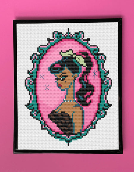 Cameo Doll: Brunette by Fluff Cross Stitch DIGITAL download pattern
