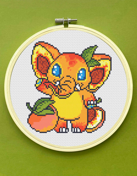 Peachiphant Elephant by Ashley Benson Cross Stitch DIGITAL Pattern