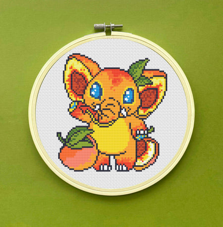 Peachiphant Elephant by Ashley Benson Cross Stitch DIGITAL Pattern