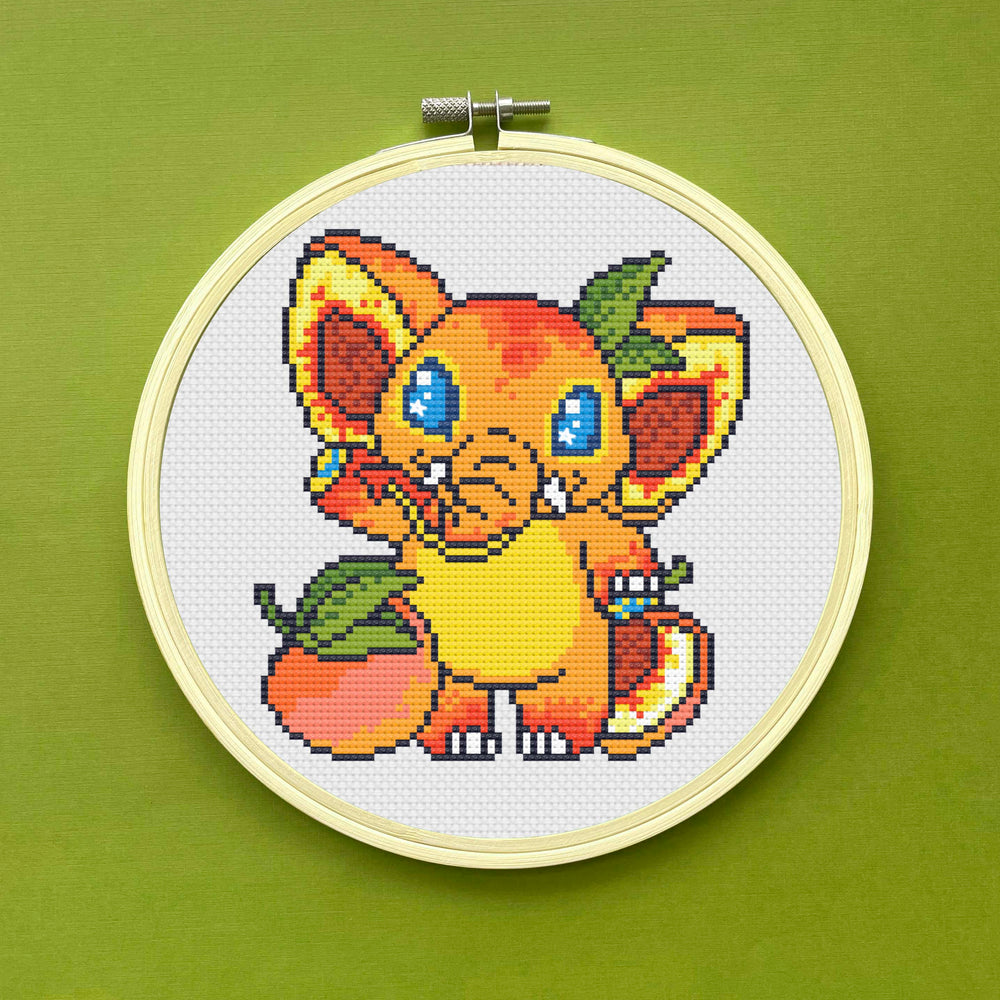 Peachiphant Elephant by Ashley Benson Cross Stitch DIGITAL Pattern