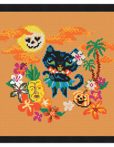 Halloween Hula Kitty by Fluff Cross Stitch DIGITAL download pattern