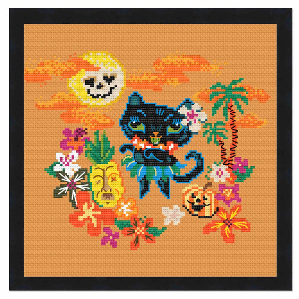 Halloween Hula Kitty by Fluff Counted Cross Stitch Kit