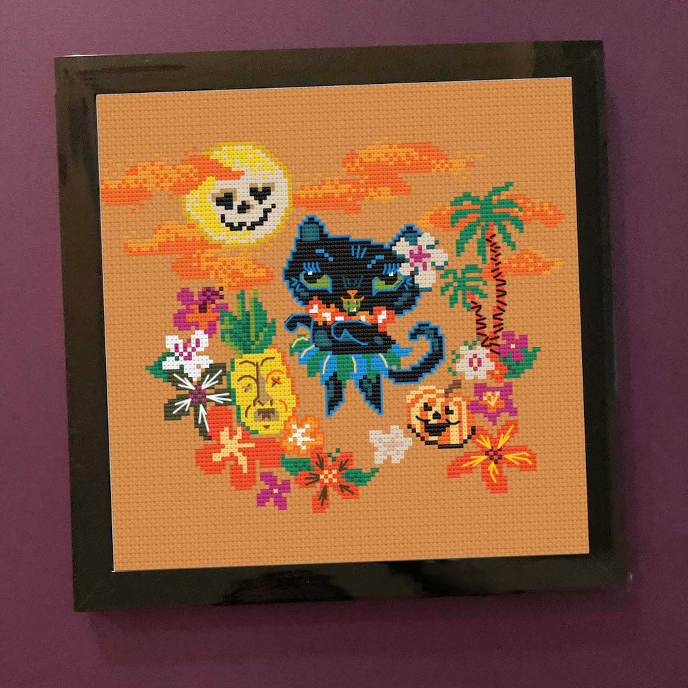 Halloween Hula Kitty by Fluff Counted Cross Stitch Kit