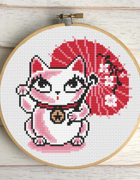 Lucky Kitty by Fluff Counted Cross Stitch Kit