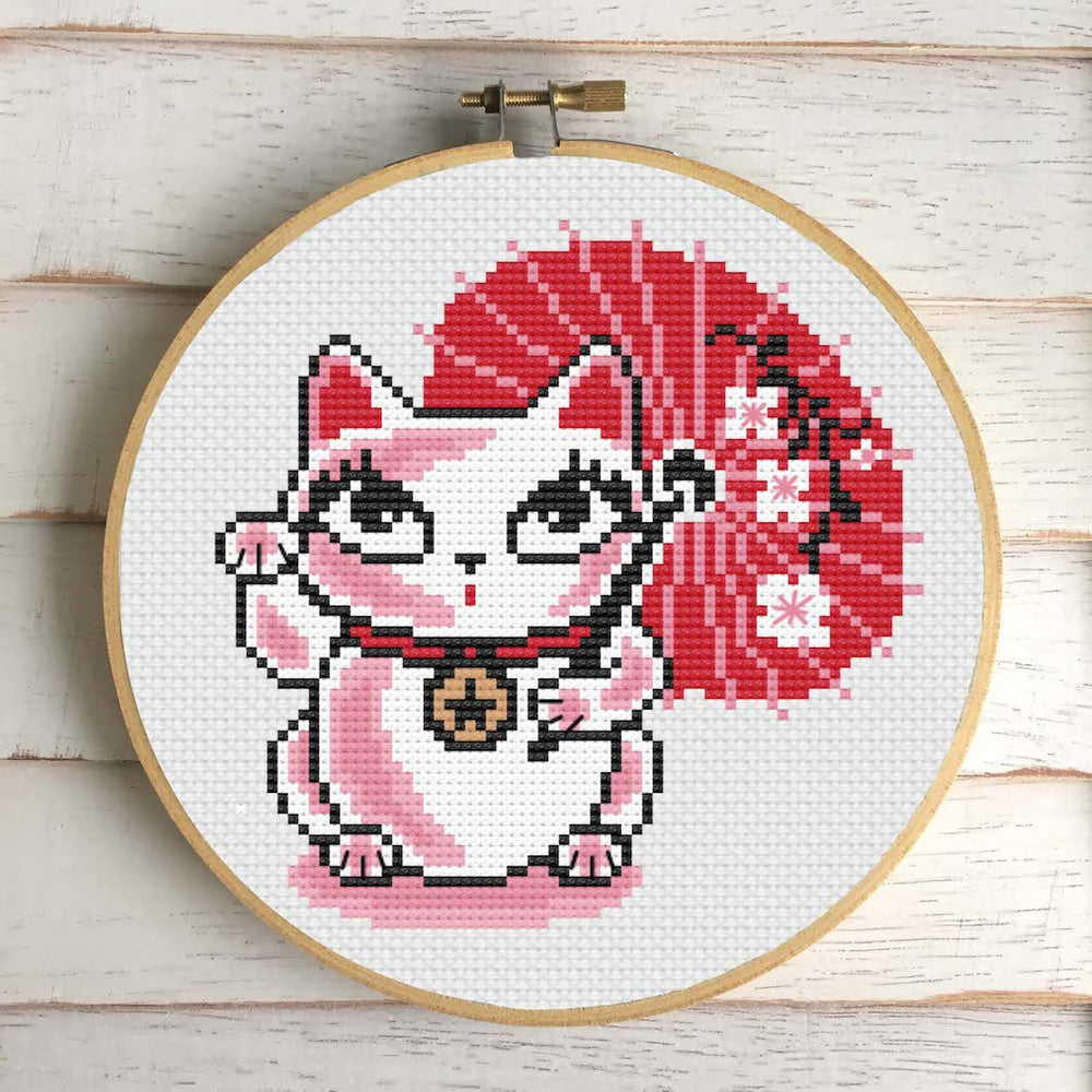 Lucky Kitty by Fluff Counted Cross Stitch Kit