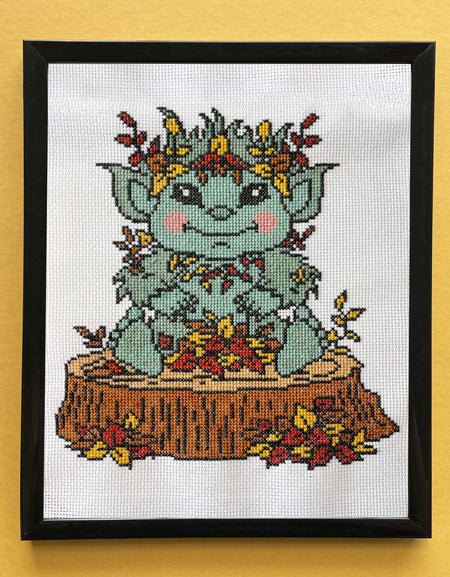 Fall Forest Troll Counted Cross Stitch DIGITAL Pattern