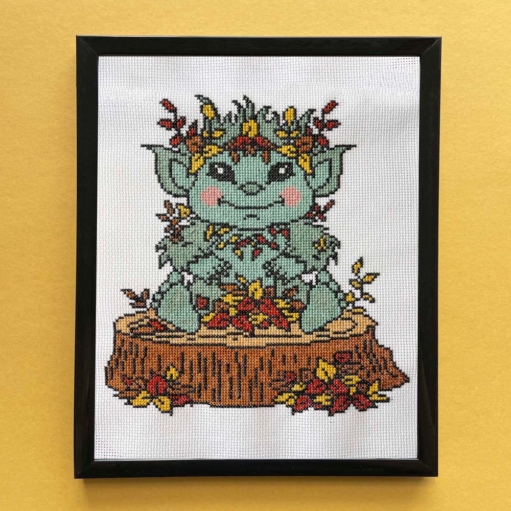 Fall Forest Troll Counted Cross Stitch DIGITAL Pattern