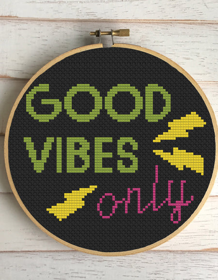 WS Good Vibes Only Counted Cross Stitch DIY KIT