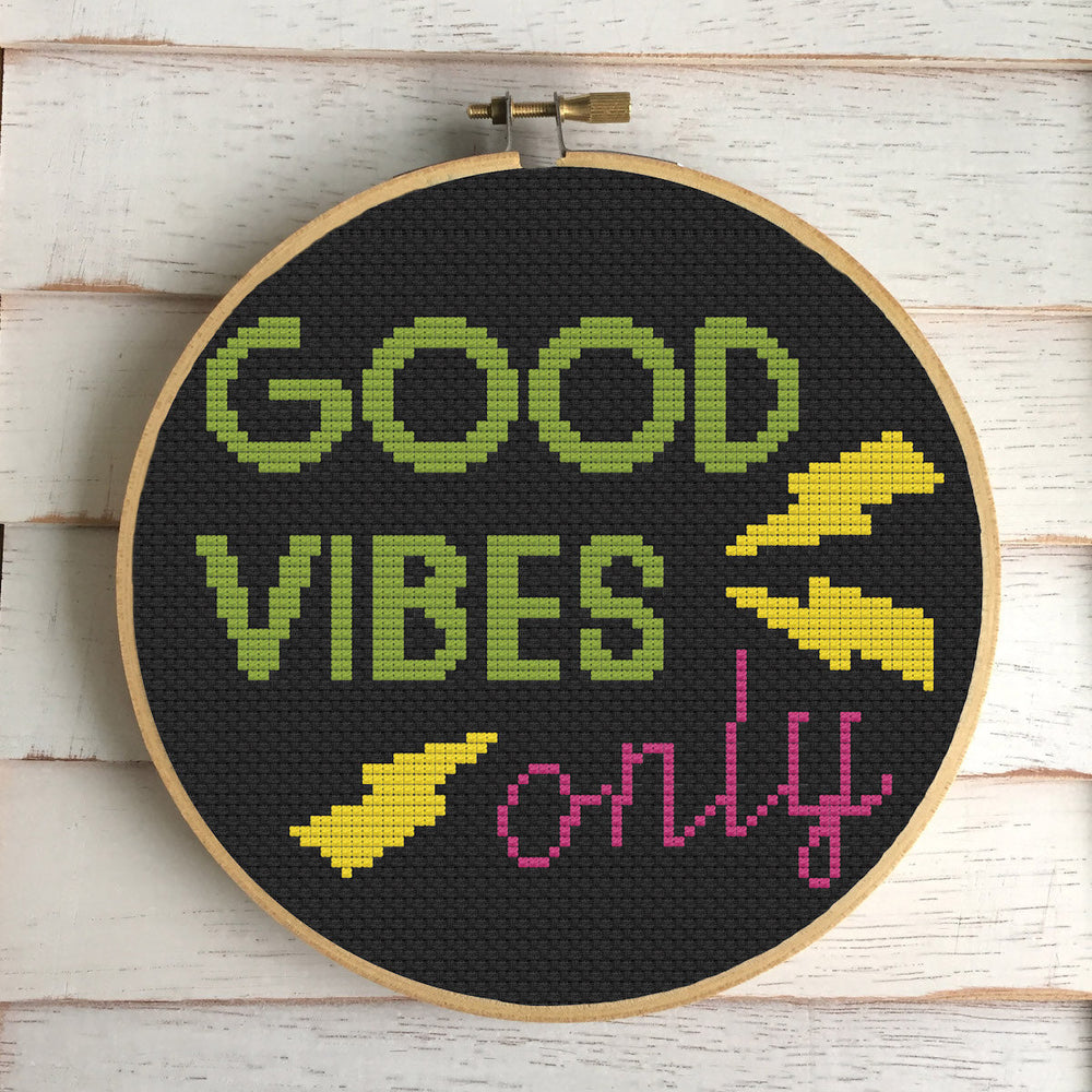 Good Vibes Only Counted Cross Stitch DIY KIT