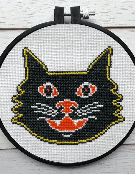 WS Vintage Halloween Black Cat Counted Cross Stitch DIY KIT Intermediate