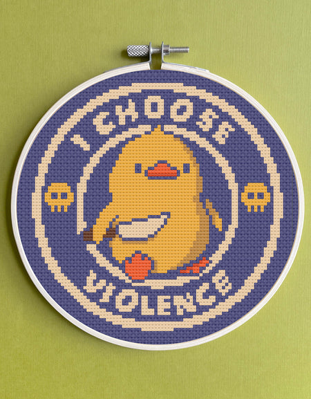 I Choose Violence Duck Tobe Fonseca Cross Stitch Kit