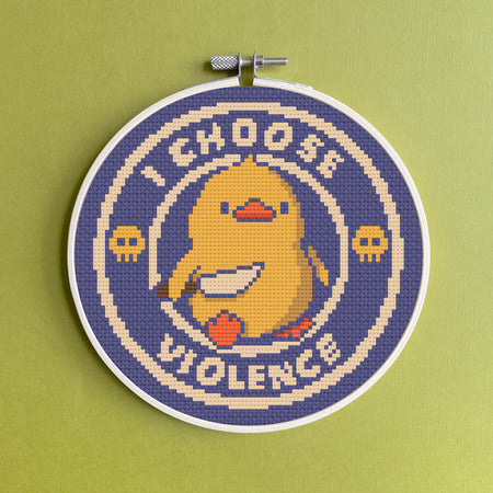 I Choose Violence Duck Tobe Fonseca Cross Stitch Kit