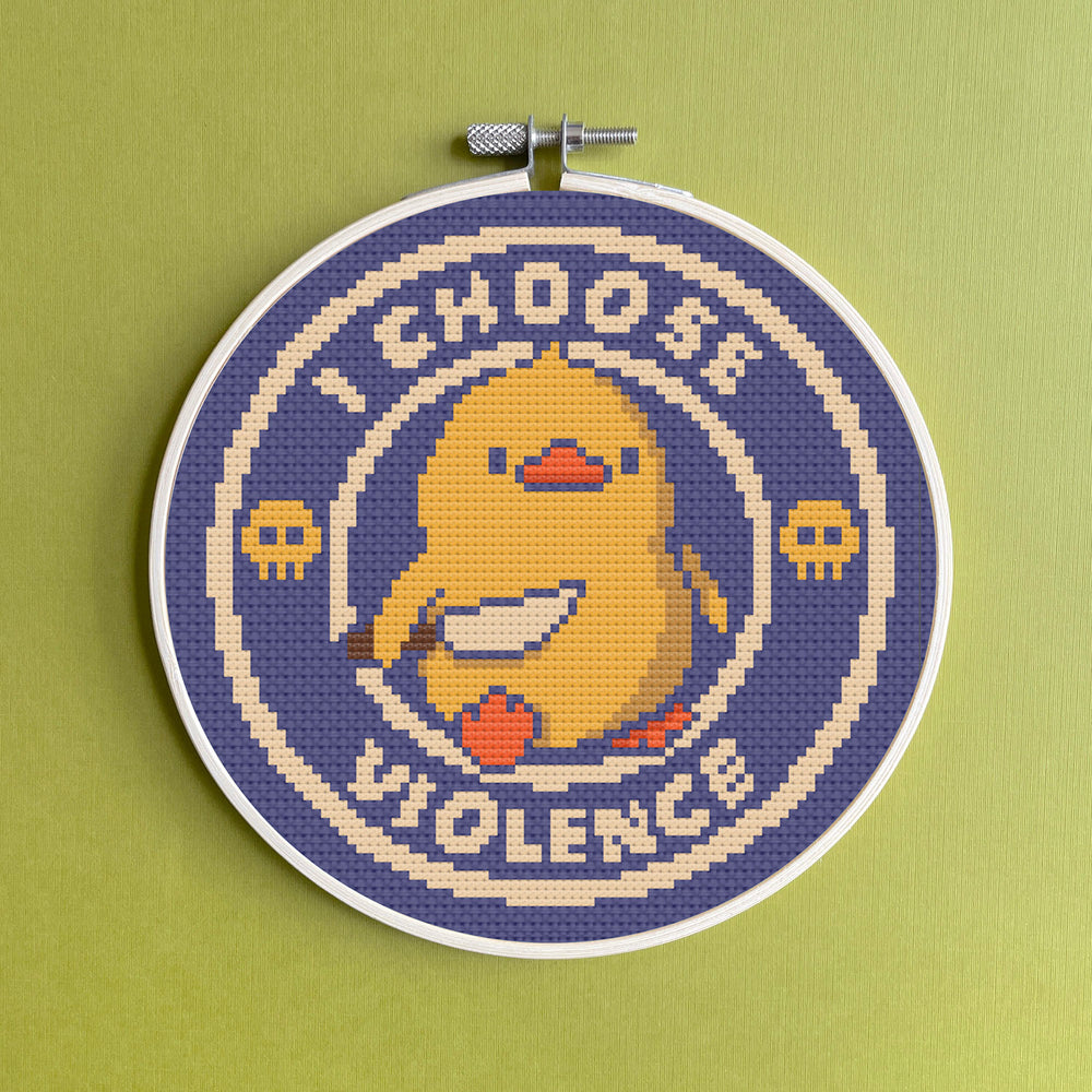 I Choose Violence Duck Tobe Fonseca Cross Stitch Kit