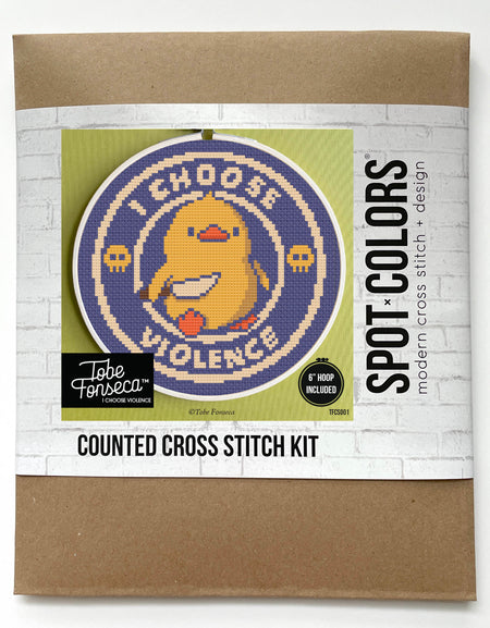 I Choose Violence Duck Tobe Fonseca Cross Stitch Kit