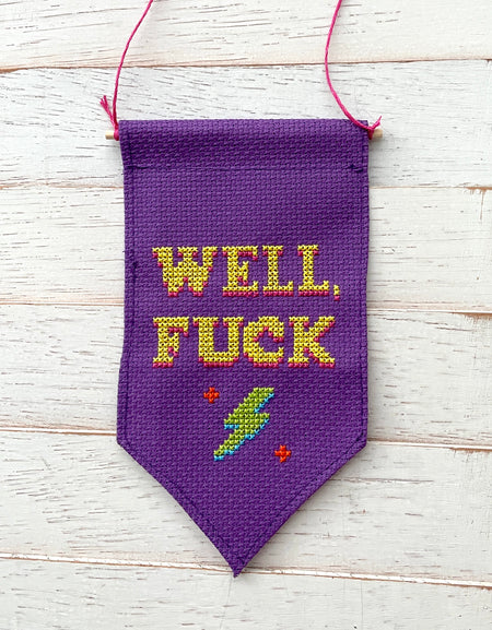 WS Well, Fuck Tiny Banner Counted Cross Stitch Kit