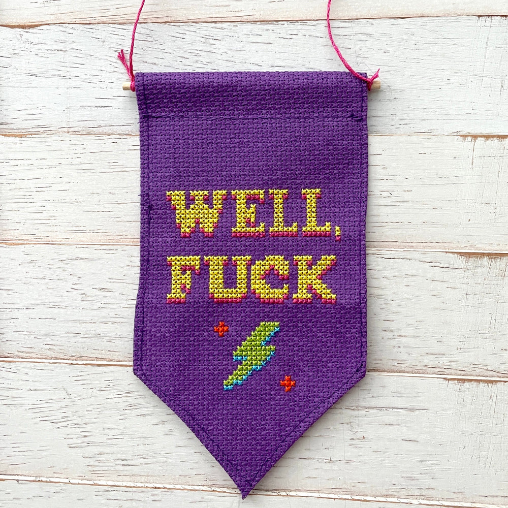 Well, Fuck Tiny Banner Counted Cross Stitch Kit