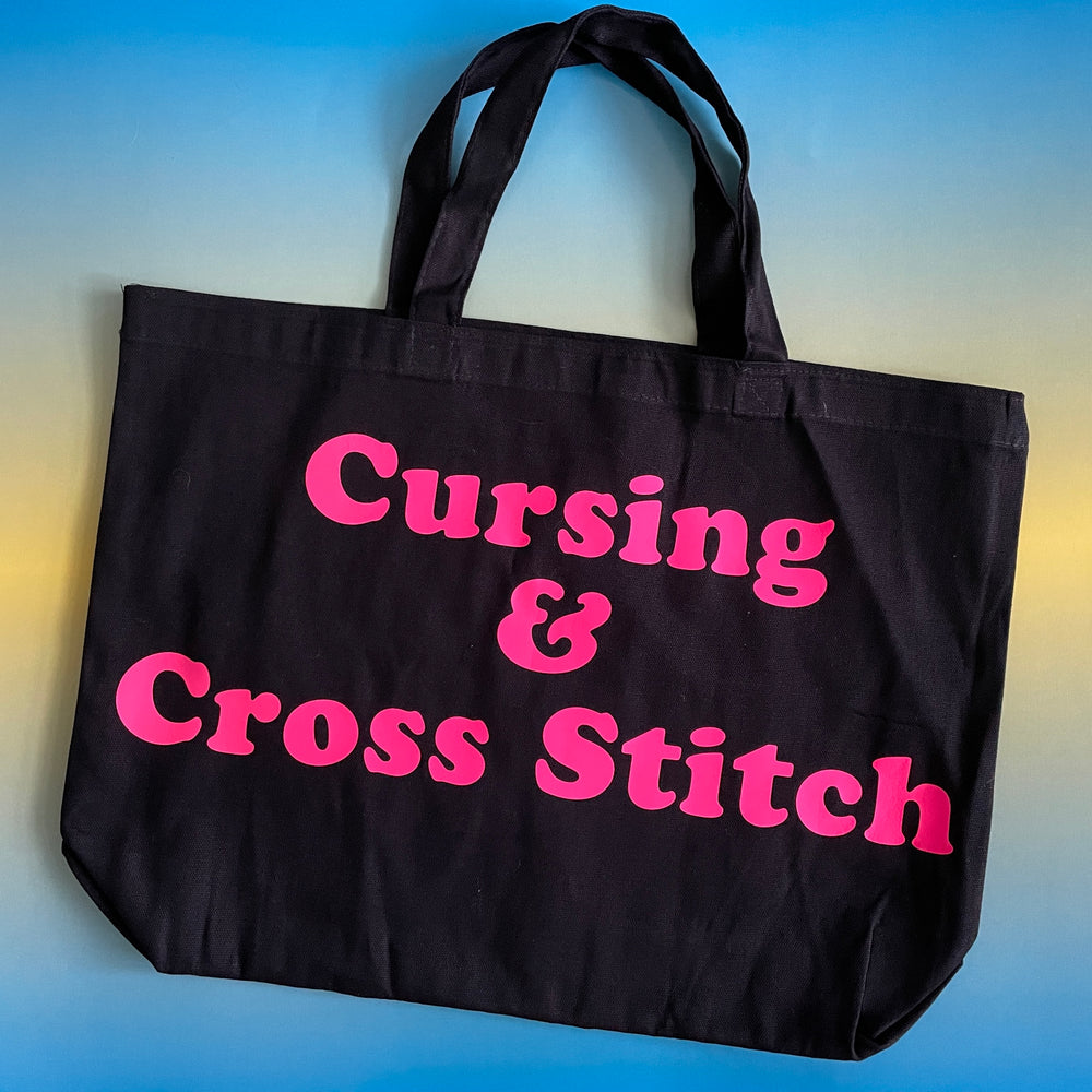 Cursing & Cross Stitch Tote Bag
