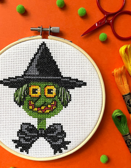 Green Witch by Mary Engelbreit Counted Cross Stitch Digital Pattern