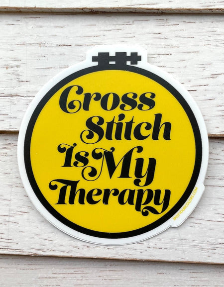 Cross Stitch Therapy Sticker 3"