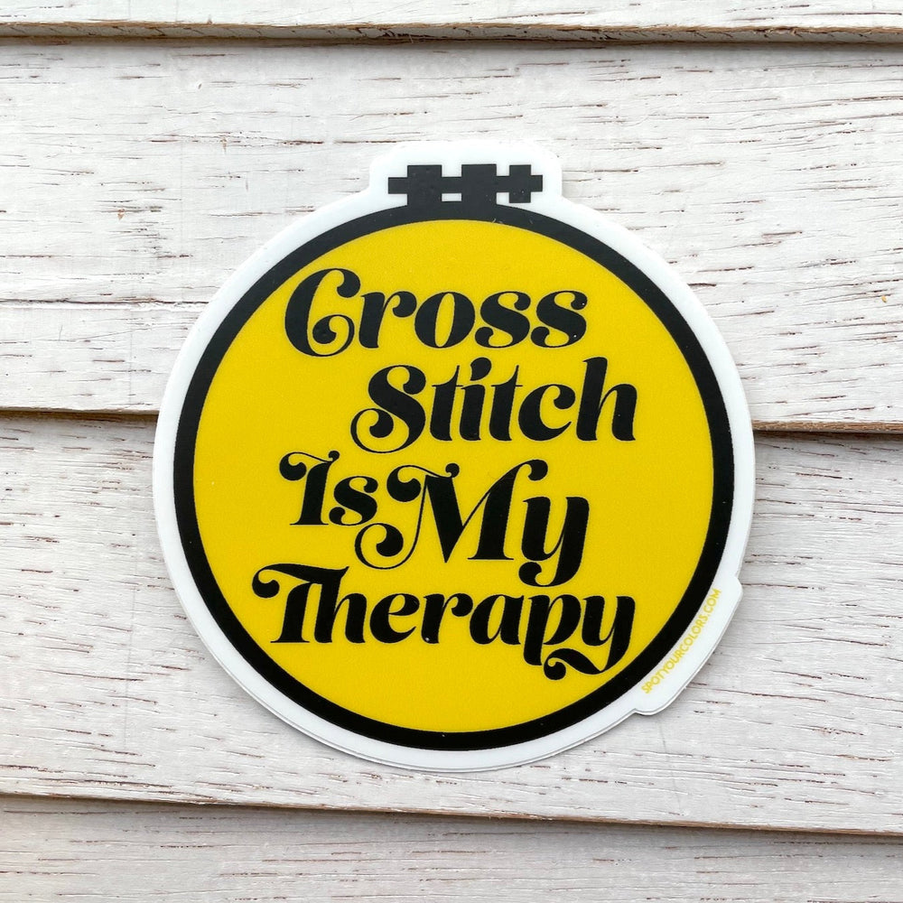 Cross Stitch Therapy Sticker 3"