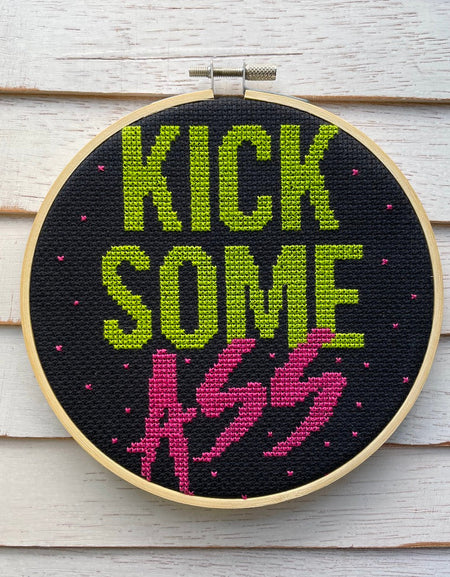 Kick Some Ass Counted Cross Stitch Pattern Download DIgital