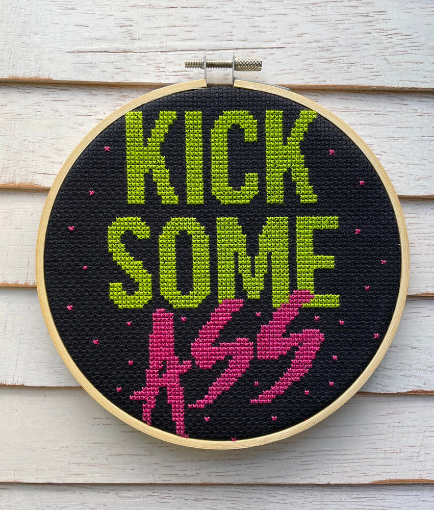 Kick Some As Counted Cross Stitch DIY KIT