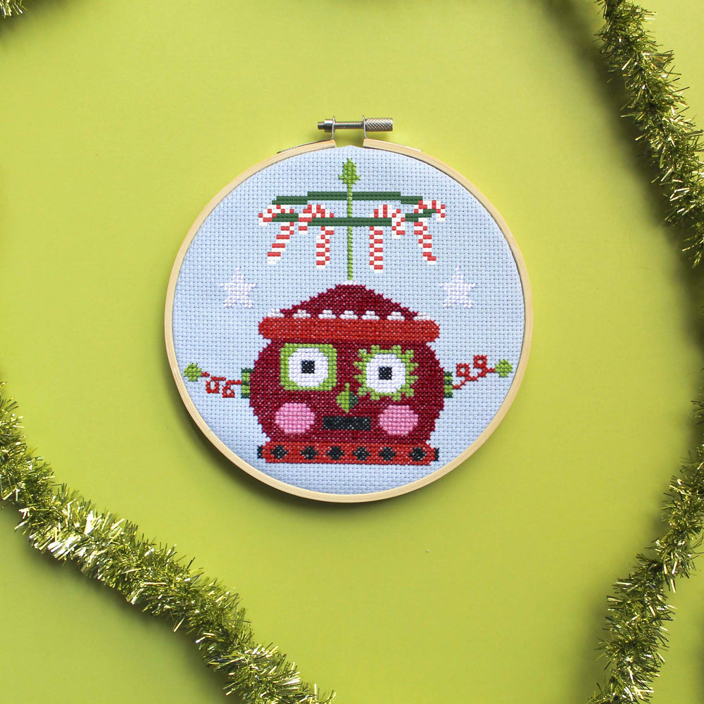 Red Christmasbot by Mary Engelbreit Counted Cross Stitch Digital Pattern