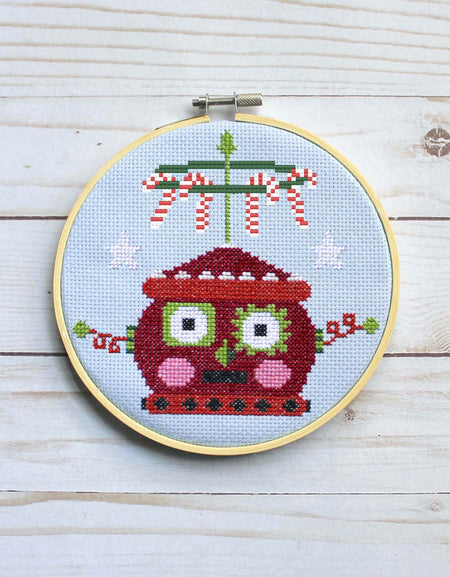 Red Christmasbot by Mary Engelbreit Counted Cross Stitch Digital Pattern