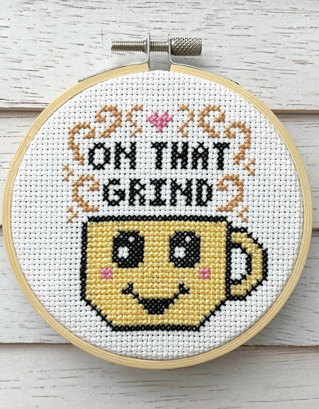 On That Grind Coffee Cross Stitch Kit