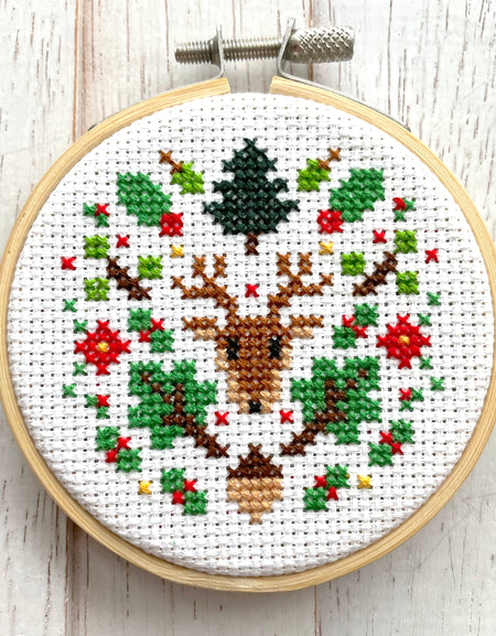 Mini Woodland Holiday Ornament Counted Cross Stitch DIY KIT