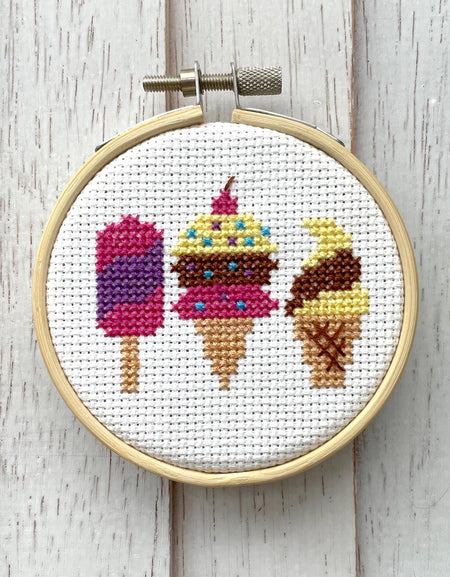 Ice Cream Mini Cross Stitch Kit
